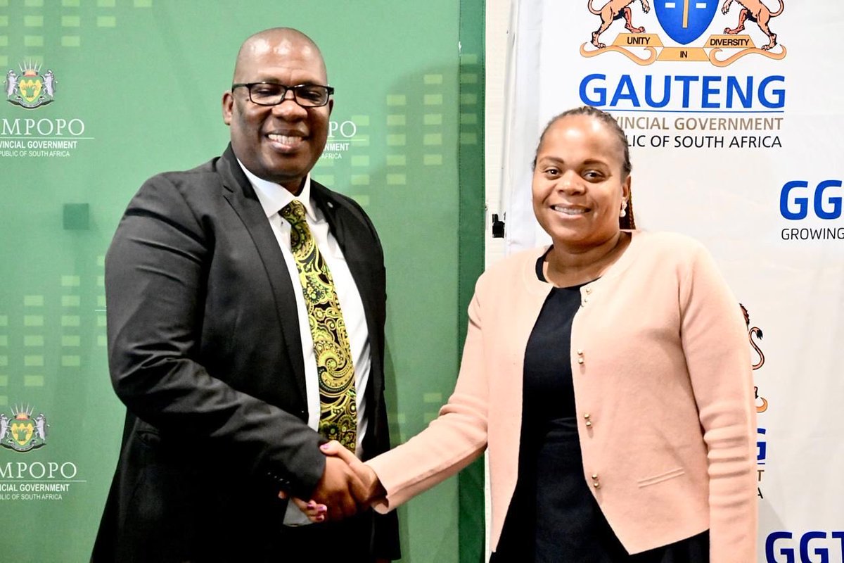 Lesufi's tweet photo. Today, together with the Premier of Limpopo we amplified the process to establish the Gauteng Limpopo speed train. We mean business https://t.co/j2ZlopCSI7