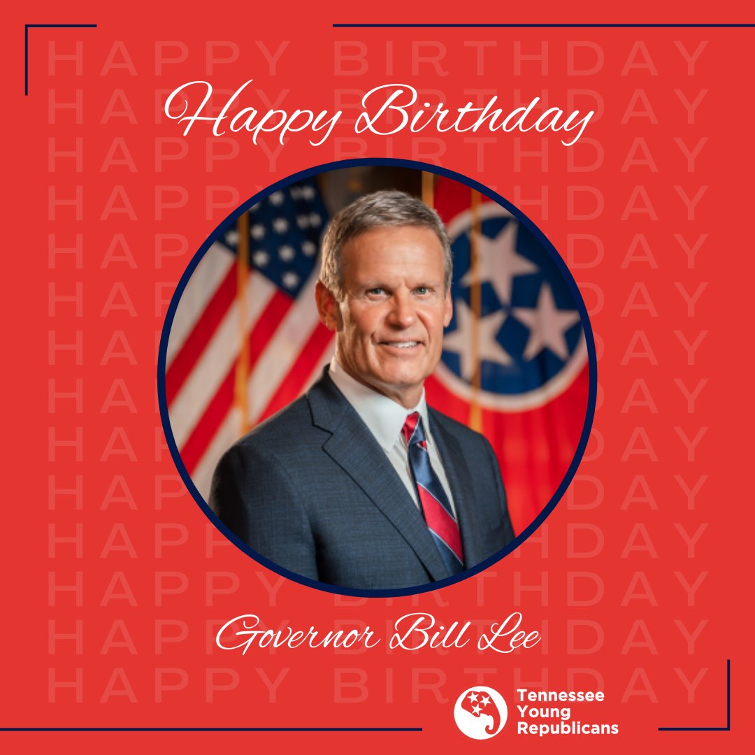 TN Young Republicans (@tyrf) on Twitter photo Happy Birthday, <a href="/GovBillLee/">Gov. Bill Lee</a> ๐
On behalf of the Tennessee Young Republicans, we want to wish you a day filled with joy and blessings. Thank you for your steadfast leadership, dedication to our great state, and commitment to the conservative values we hold dear. Happy Birthday, <a href="/GovBillLee/">Gov. Bill Lee</a> ๐
On behalf of the Tennessee Young Republicans, we want to wish you a day filled with joy and blessings. Thank you for your steadfast leadership, dedication to our great state, and commitment to the conservative values we hold dear.