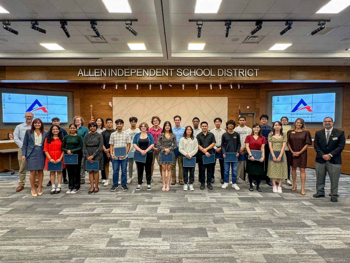 The Board of Trustees recently recognized the 41 Allen High School students have been named National Merit Scholarship Semifinalist out of more than 16,000 students across the nation in the 70th annual National Merit program