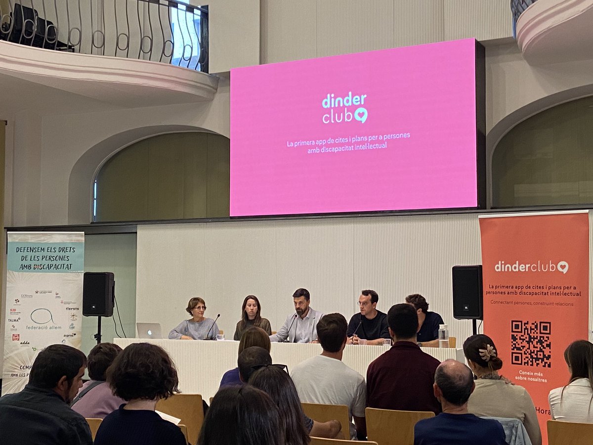 FederacioAllem's tweet photo. Avui acollim la presentació de @DinderClub a Lleida. La primera app de cites i plans per a persones amb discapacitat intel·lectual

Una oportunitat per a generar nous vincles entre les persones al territori.
Amb + de 150 persones de Lleida i província interessades en formar part. https://t.co/8vQEFTOU8D