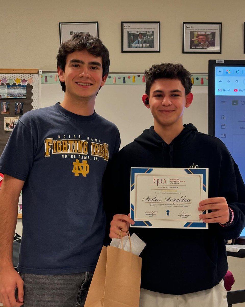 Congrats to Andres Anzaldua for student of the Month! 🤙