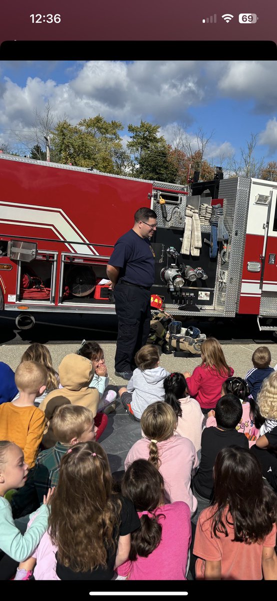 Fire Prevention Week &amp; Lessons on safety! Students were cheering on a special firefighter who soared to great heights! Thank you Stanford Fire Department ⁦<a href="/csd_south/">SouthColonieCSD</a>⁩