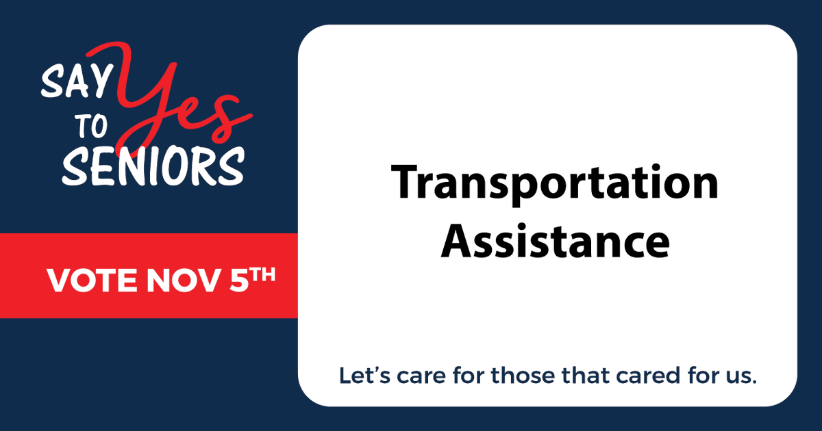 Why should you vote YES for seniors? The senior millage would provide essential transportation support for our older residents, providing reliable access to medical appointments, grocery stores and social activities. Say YES to Seniors on 11/5!