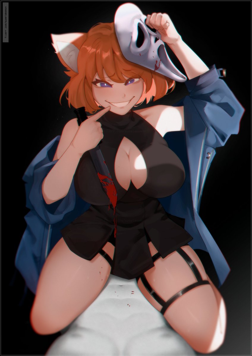 GrimGriff13's tweet photo. Would you like to be my next victim? Happy Halloween Season! Art by: @SweetdeemonXOXO #Vtuber #vtubernsfw #Vtuberart https://t.co/Q2R7UbKTe6