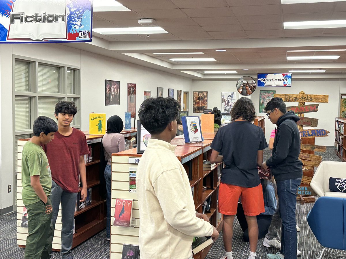 Titan Library (@titanlibrary2) on Twitter photo English I is checking out dystopian selections today! <a href="/FISD_Libraries/">Frisco ISD Libraries</a> <a href="/Cen10titans/">Centennial HS</a> English I is checking out dystopian selections today! <a href="/FISD_Libraries/">Frisco ISD Libraries</a> <a href="/Cen10titans/">Centennial HS</a>