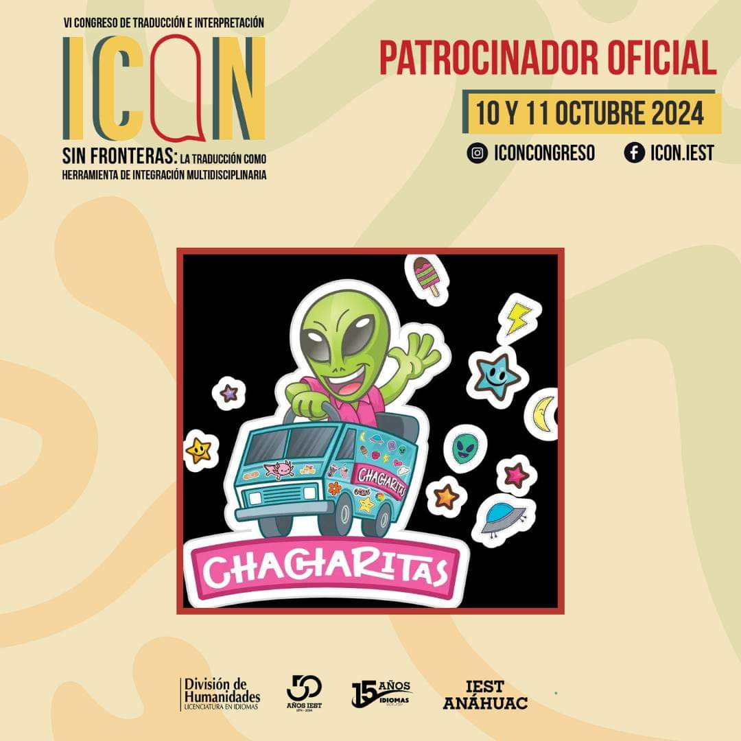 IEST_Idiomas's tweet photo. Agradecemos a Chacharitas su colaboración con la sexta edición de nuestro congreso de traducción e Interpretación ICON https://t.co/fzOOiK1OXQ