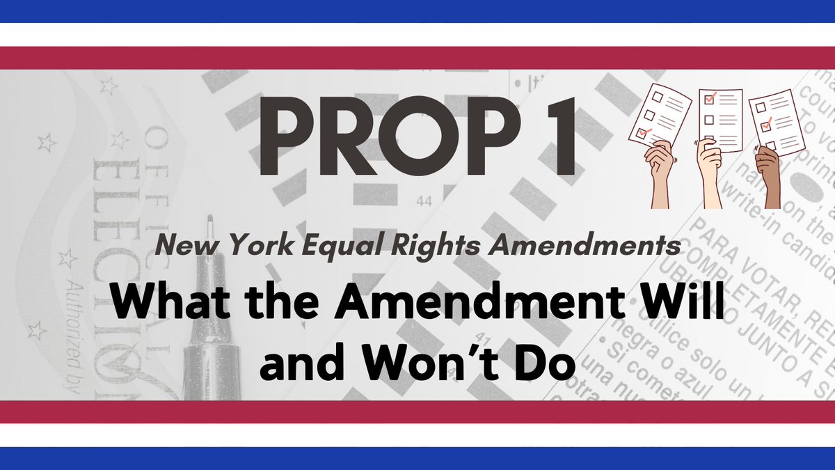 On 11/5 New Yorkers will vote on an amendment to the NY Constitution: Proposal 1, the Equal Rights Amendment. Prop 1 will be listed on the back of the ballot, so voters need to flip over their ballots to vote on Prop 1. Get all the WILLS and WONTS: bit.ly/47ZxiXz