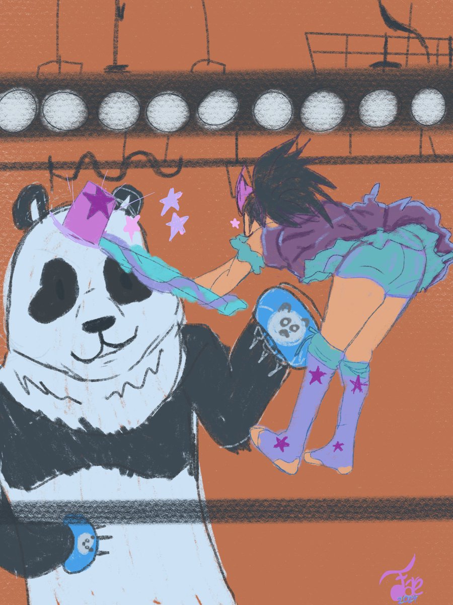 doodlefae's tweet photo. Not sure what match the real pic is from but lmao All I could think was Kirara and Panda #JujutsuKaisen https://t.co/dENFJBUyPY