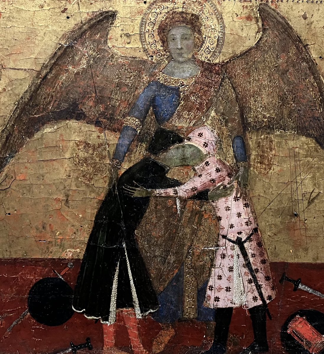The sublime Siena show at <a href="/metmuseum/">The Metropolitan Museum of Art</a> includes a painting from 1340 in which a knight is wearing a fabulous pink tunic inscribed with hashtags. #Hashtag