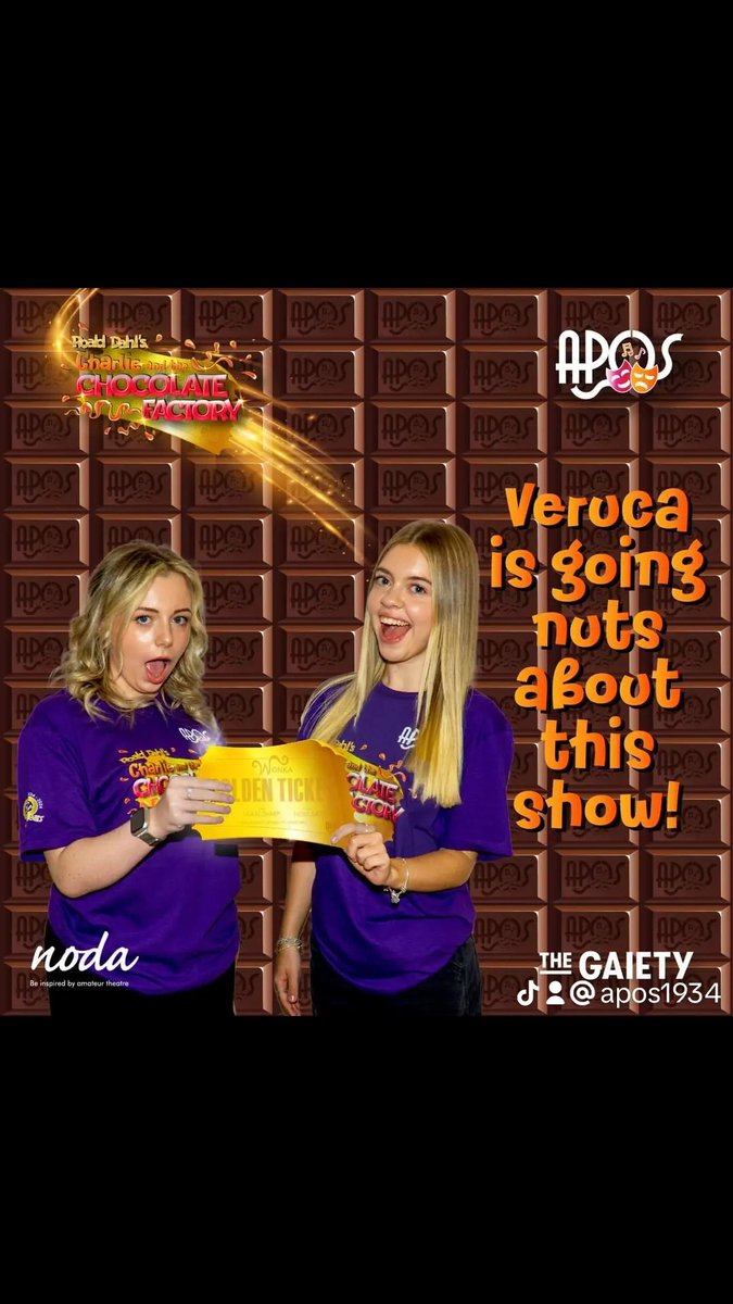 Nutty about Chocolate like Veruca Salt!!? 🎩🍫🍬🍭
Snap up your Golden Ticket(s)! 🎫  They're Selling Fast! 
BOOK NOW! 👇
thegaiety.co.uk/.../roald-dahl…
APOS’ Charlie &amp; the Chocolate Factory
The Gaiety Theatre, Ayr 🎭
Tuesday 22nd to Saturday 26th October 
7.30pm + 2.00pm (Sat matinee)