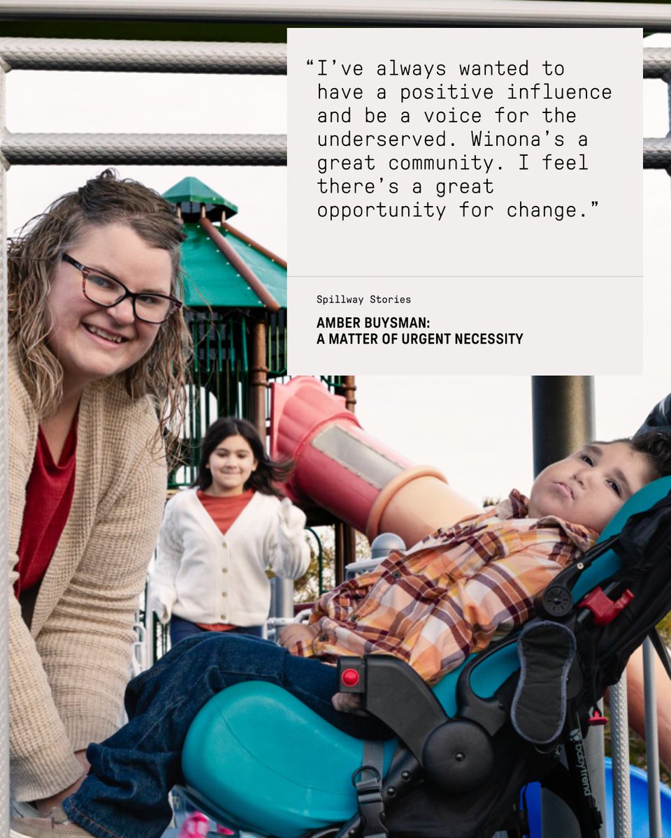 Student. Mom. Caregiver. Advocate. Just an ordinary day for Amber Buysman, who you’ll meet in this Spillway Story, along with daughter Sofia &amp; son Erick. Hear about Amber’s ongoing work in disability advocacy, which has continued from her youth to today: spillway.xyz/Amber-Buysman