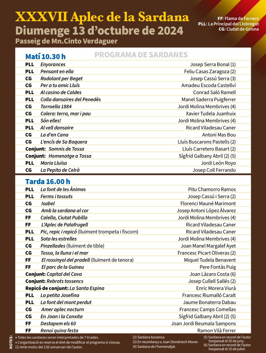 🎼Agenda la Llobregat:

🗓 DISSABTE 12 d’octubre
📍 Tossa de Mar
⏰ 17:30h Ballada

🗓 DISSABTE 12 d’octubre
📍 Tossa de Mar 
⏰ 22h Concert

🗓 DIUMENGE 13 d’octubre
📍 Tossa de Mar
⏰ 10:30h - 16h Aplec

Ens hi acompanyeu?