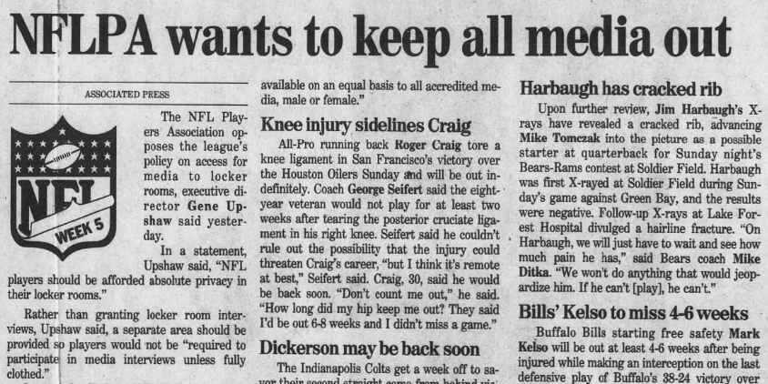 Sunday gave me "1990 #Patriots" vibes. So I visited the Globe archives. From 10/9/90: The def coordinator turned head coach was in denial. Team washed their hands of player conduct, let commish handle it. Pats OL was a shambles. NFLPA wanted to close locker rooms. Eerily similar.