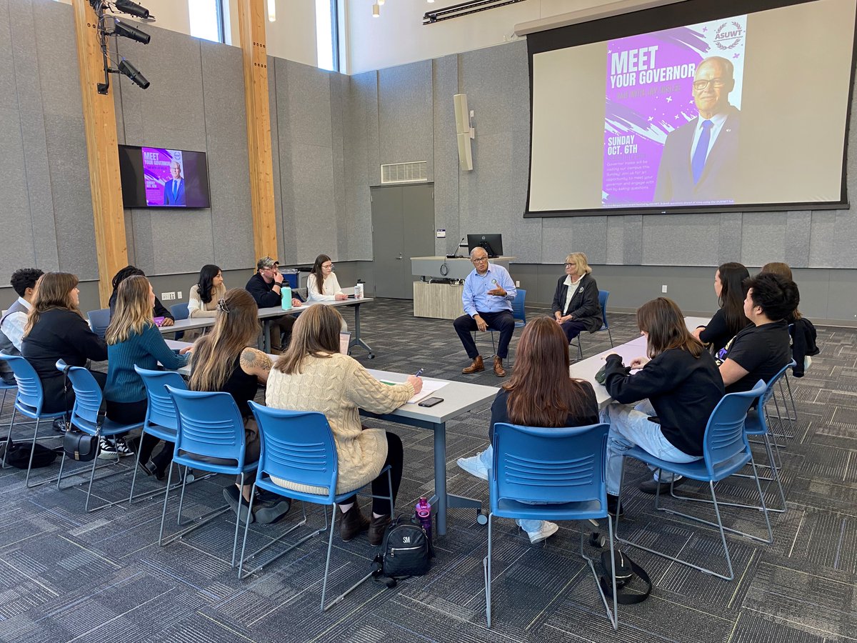 GlobalIDT's tweet image. IIGE&apos;s NextGen Civic Leader Corps officers @uwtacoma met w/ @GovInslee and Trudi Inslee on 10/6/24 to discuss pressing issues. The #NetGen program at UWT develops students into #CivicLeaders ready for a career in public service. @VolckerAlliance @uwevansschool @uw