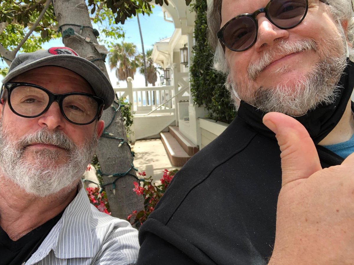 artofmmignola's tweet photo. Happy Birthday to this guy--the great Guillermo del Toro. 
We had some adventures. https://t.co/uZxzgfGm68
