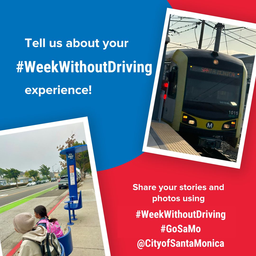 santamonicacity's tweet image. Santa Monica's Director of Transportation joined the #WeekWithoutDriving challenge—now we want to know how your experience went!

Share your stories, photos, and videos from #WWOD: Your insights help us build a more accessible and sustainable community! 💬📸 #GoSaMo
