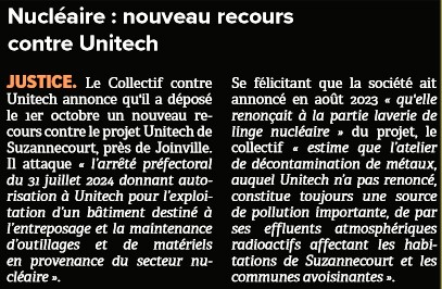 #Unitech en Haute-Marne, près de #Cigéo #Bure : nous avons gagné une bataille... pas la guerre !
Bref, on continue pour défendre un territoire sans #nucléaire !