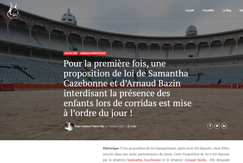 Retrouvez sur <a href="/SavoirAnimal07/">Savoir Animal, Le Magazine des Animaux</a>   le communiqué de presse relatif à la PPL de <a href="/scazebonne/">Samantha Cazebonne</a>  et Arnaud Bazin interdisant la présence de mineurs lors de corridas et de combats de coqs

savoir-animal.fr/premiere-fois-…