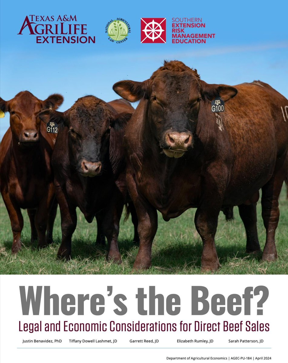 Our Where's the Beef Handbook is a great resource when navigating the world of direct beef sales! This handbook is packed with insights and tips to help you get your products form farm to plate.

nationalaglawcenter.org/wp-content/upl…

To purchase a hard copy, please call 806-677-5625.