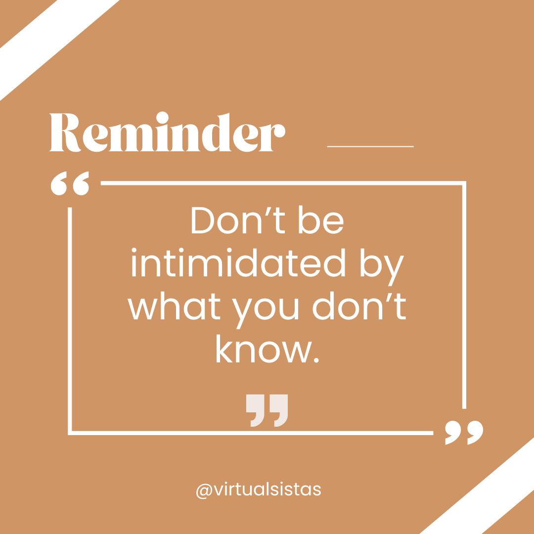 virtualsistas's tweet photo. ✨Reminder ✨
.
Don't be intimidated by what you don't know.
.
.
.
.
.
.
#Virtualsistas #VirtualAssistantService #VirtualWork #DigitalSupport #TaskAssistant   #TechHelp #OfficeAssistant #TaskEfficiency #ProfessionalSupport #SmartWorkAssistant #VirtualWorkplace #DigitalEfficiency https://t.co/isdaArbzk2