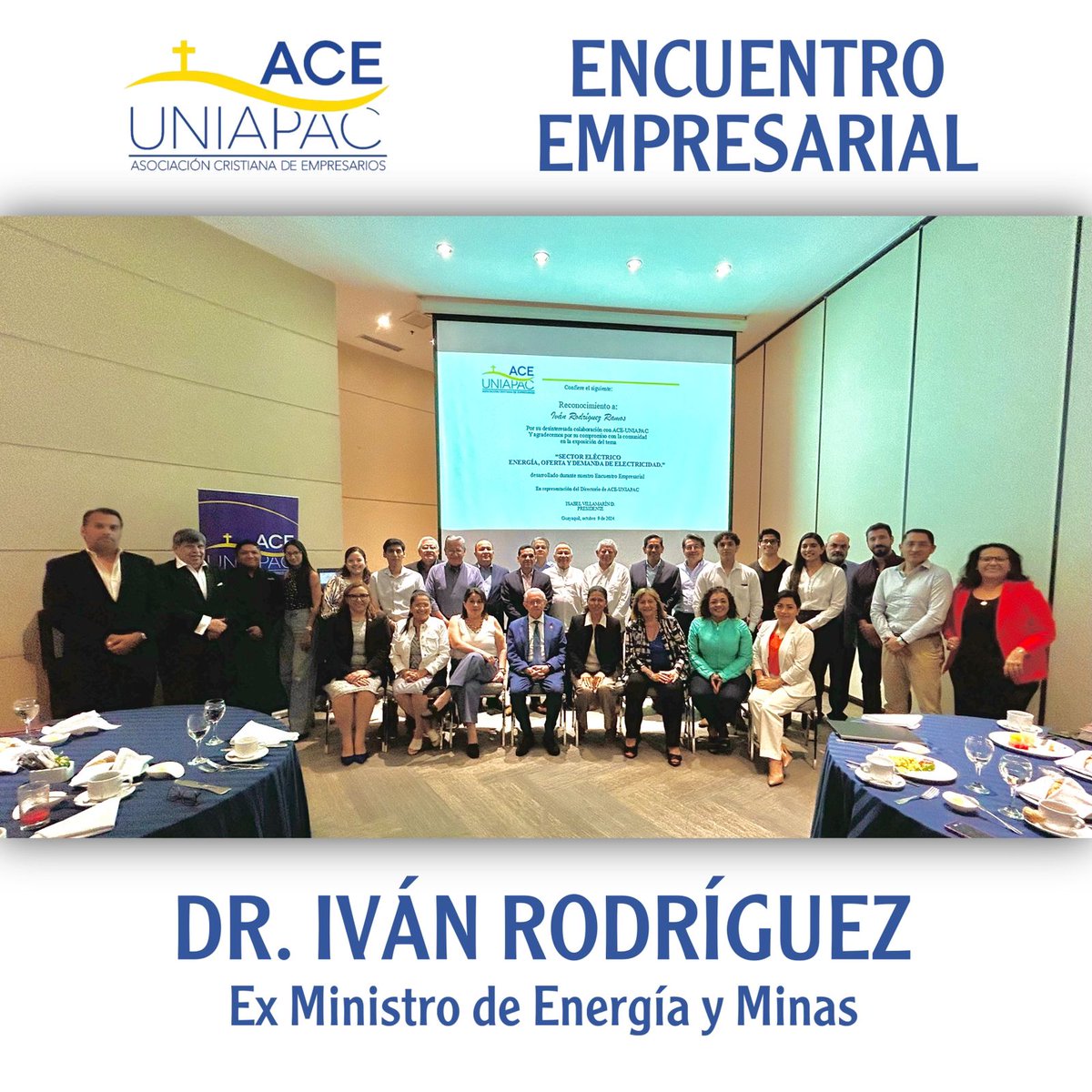 ACE-Uniapac (@aceuniapac) on Twitter photo El sector energético nos necesita ahora más que nunca 💡
En nuestro encuentro empresarial pudimos conocer los criterios más importantes de parte del Dr. Iván Rodríguez, ex ministro de energía y minas del Ecuador. 🇪🇨 
#ACEUniapac El sector energético nos necesita ahora más que nunca 💡
En nuestro encuentro empresarial pudimos conocer los criterios más importantes de parte del Dr. Iván Rodríguez, ex ministro de energía y minas del Ecuador. 🇪🇨 
#ACEUniapac