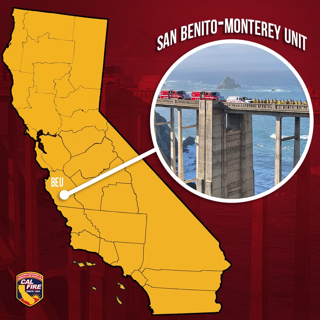 Established in 1930, the CAL FIRE San Benito-Monterey Unit (<a href="/CALFIREBEU/">CAL FIRE BEU</a>) protects approximately 472,000 residents across San Benito and Monterey counties and covers more than 4,400 square miles. BEU operates 22 fire stations and employs over 400 people, responding to more than