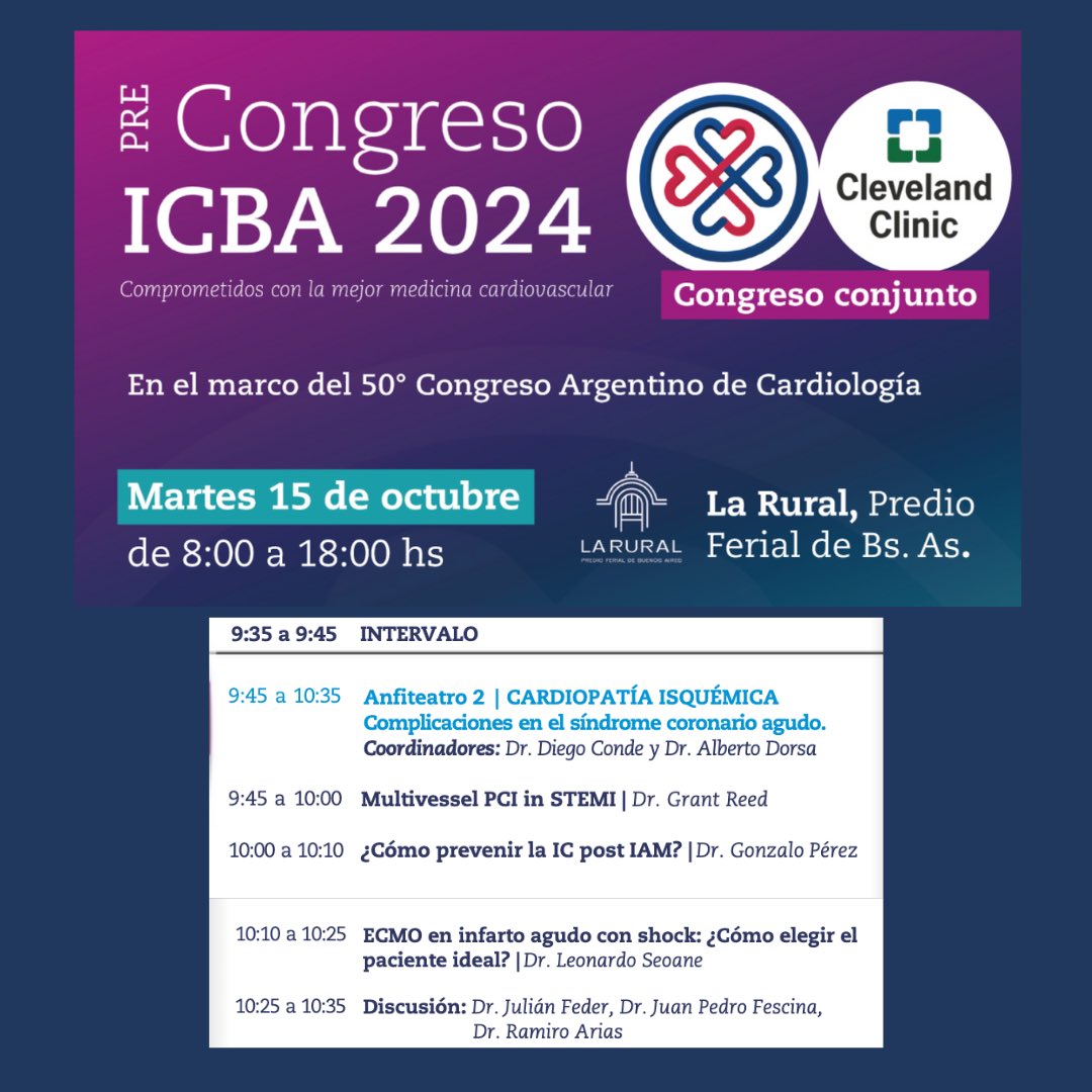 gonzaeperez's tweet photo. Precongreso @ICBAonline 
Los esperamos este Martes 15 de Octubre - La rural 

Muy contento de participar de este gran evento científico 💪🏻
https://t.co/Bpq16ZkraM https://t.co/xdFNQXJokr