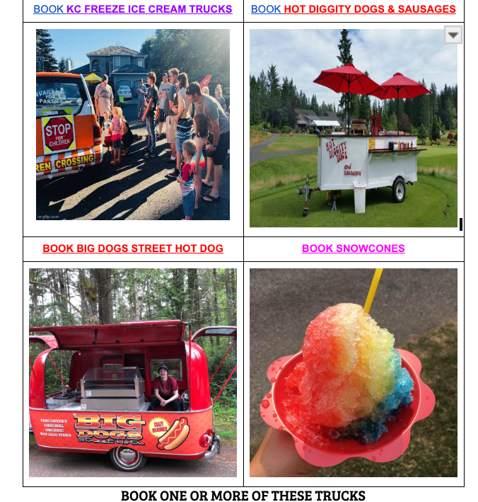MacKidSnoqualm's tweet photo. Reserve your food trucks and catering services now for your 2024 and 2025 events! Event coordinators are booking earlier each year, so secure your services today! https://t.co/bEL8kcuBpe