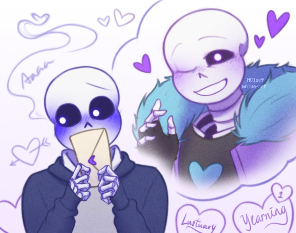 _MBluef's tweet image. hiii, welcome, i'm a utmv sans simp who ships my skelesona w/ lust!sans a lot 💜💙