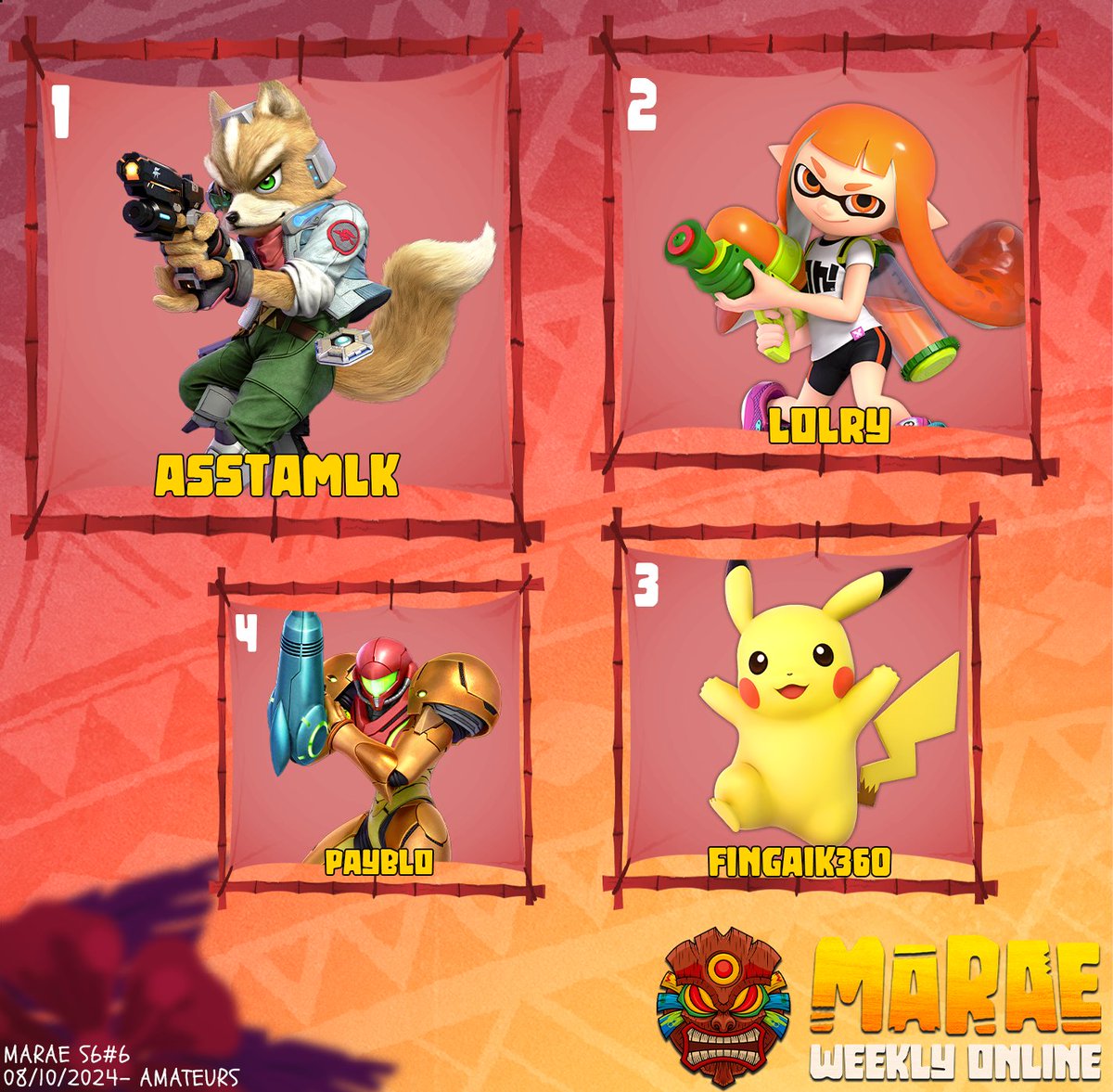 🐍 Marae - TOP 8 #06 🐍

1er : <a href="/WaynLK/">Wayn</a>
2ème : <a href="/FosterGolden6/">Foster Golden</a>
3ème : <a href="/Strongpig3K/">Mayhem | Strongpig</a>
4ème : <a href="/Steevethebatman/">Steeve98</a>
5ème : <a href="/Ashgaar95/">PCS | Ashgaar95</a> &amp; <a href="/LeHgare/">LeHgare</a>
7ème : <a href="/Victouffe/">R-B Victouffe</a> &amp; Merredion

🐍 Marae Amateurs - TOP 4 S6#06 🐍

1er : AsstaMlk
2ème : LoLry
3ème : Fingaik360
4ème : Payblo

#MaraeWeekly🐍