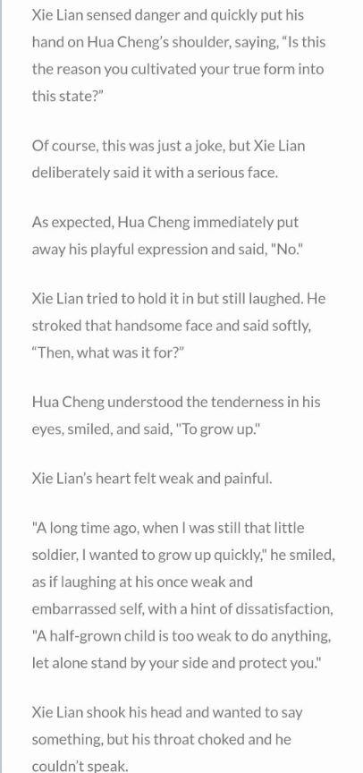 camilikha's tweet photo. I talked about this before but I once read a Chinese fic that explored this question and the reasoning it gave made so much sense to me that it became my HC as well. You can read it here and some choice screenshots:

https://t.co/llESj1vwUx https://t.co/FvbG34yuQ9