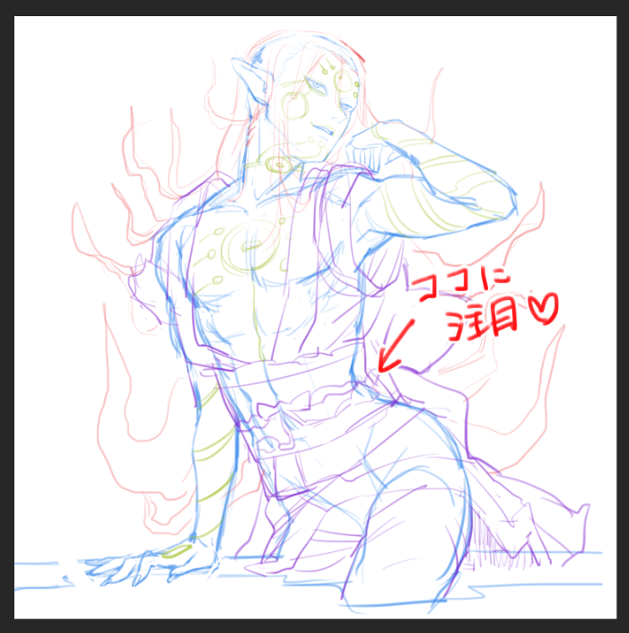 お見苦しい下書きで恐縮なんですがハイパチャンが帯の下に隠し持ってるくびれのこと考えると脳がミョンミョンする 
