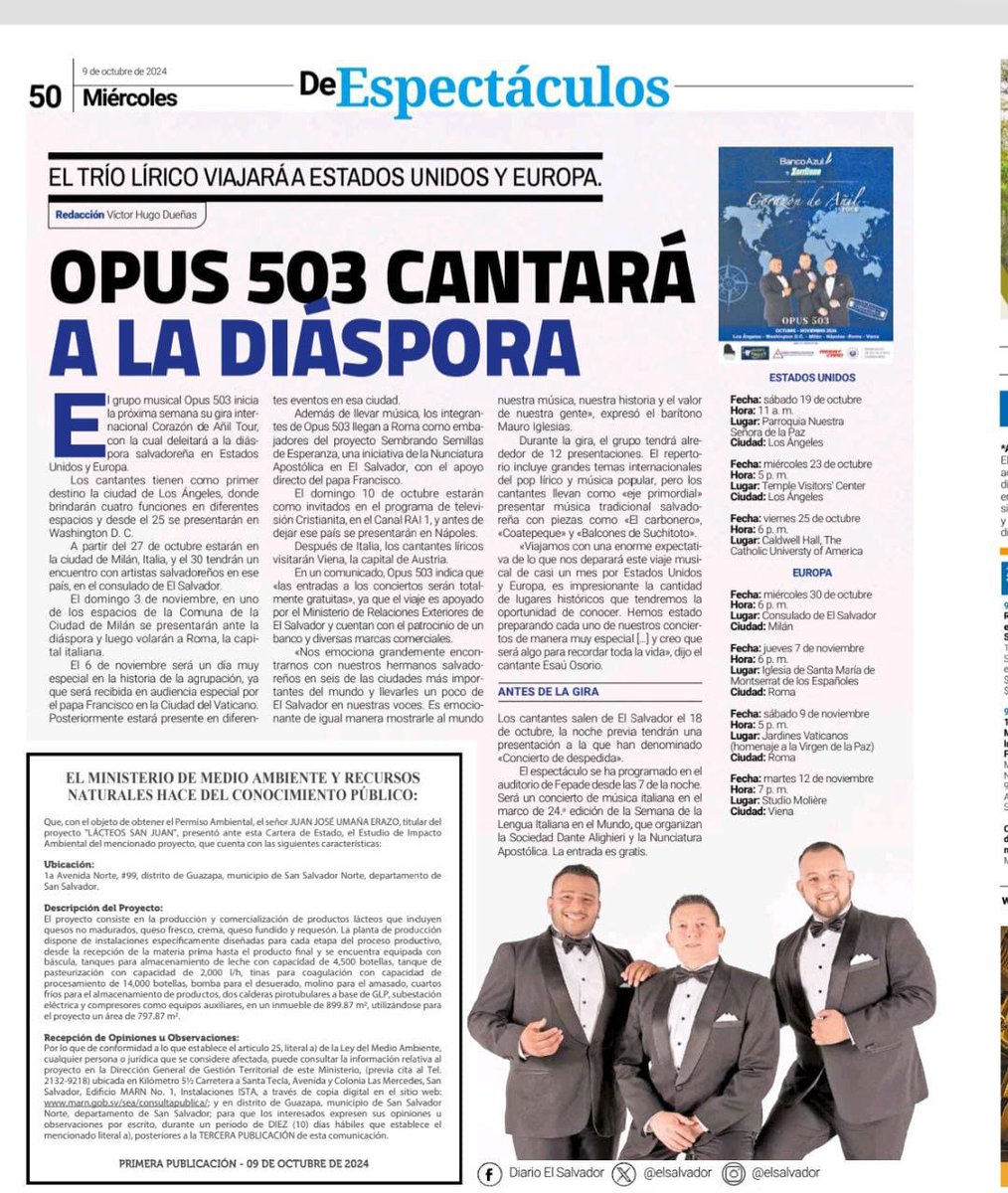 Sinatra_Friends's tweet photo. 🔵 Este miércoles en Diario El Salvador, un reportaje de nuestra gira Corazón de Añil Tour.

Leer:
https://t.co/Xa9go8bZWJ https://t.co/EiJFgznsCD