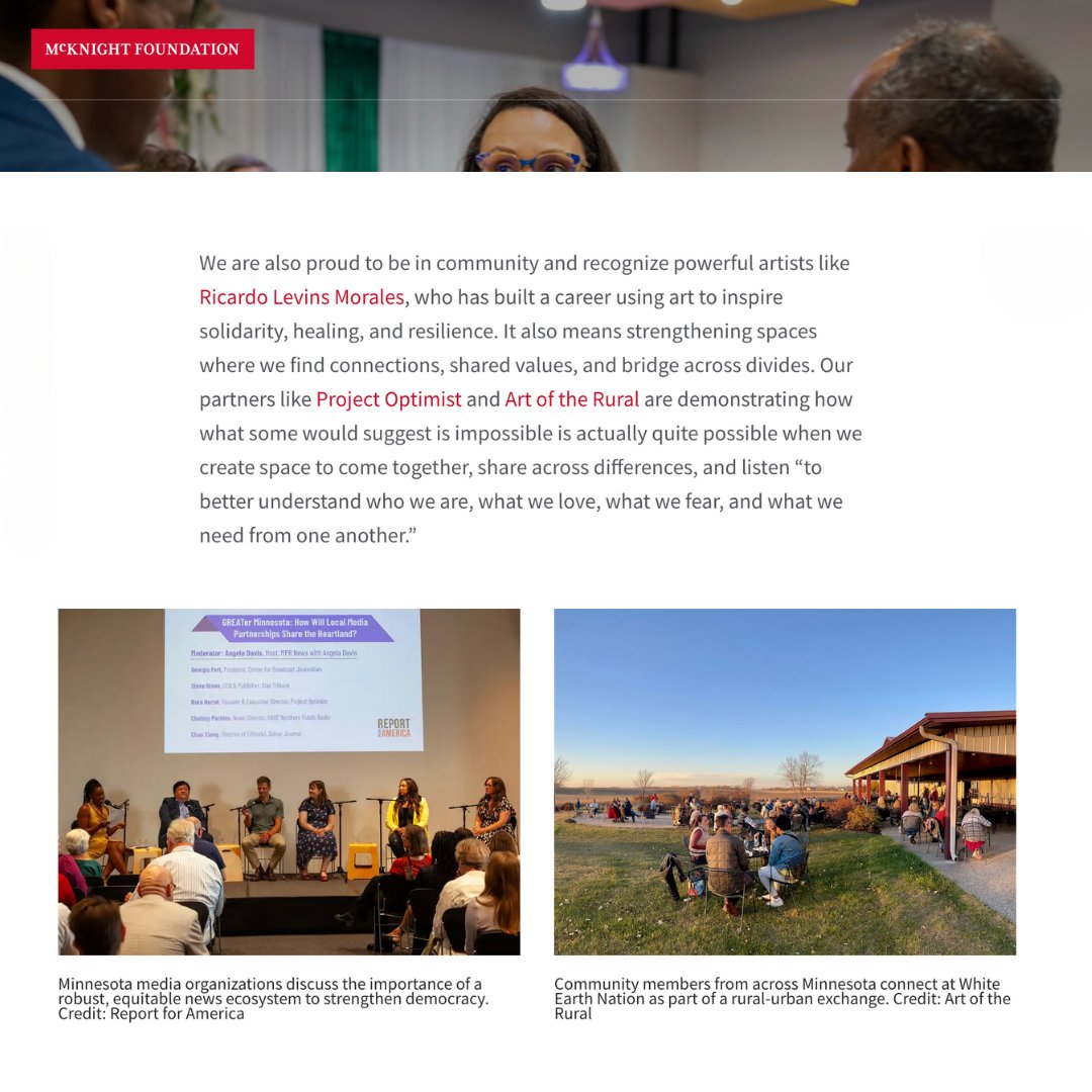 Art of the Rural (@artoftherural) on Twitter photo Thank you to the <a href="/McKnightFdn/">McKnight Foundation</a> for their continued support and for amplifying our work in this article featuring incredible organizations from throughout Minnesota! Read “Democracy Thrives in the Civic Space” by Tonya Allen: mcknight.org/news-ideas/dem… Thank you to the <a href="/McKnightFdn/">McKnight Foundation</a> for their continued support and for amplifying our work in this article featuring incredible organizations from throughout Minnesota! Read “Democracy Thrives in the Civic Space” by Tonya Allen: mcknight.org/news-ideas/dem…