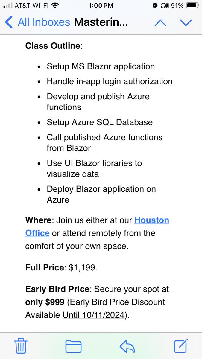 shahedC's tweet image. The content here looks very good for #dotnet devs: 
✅ #Blazor 
✅ #AzureFunctions 
✅ #AzureSQL 
But would you pay $1k for a structured course like this? 
Or do you prefer free @MicrosoftLearn docs and tutorials, @YouTube videos etc?