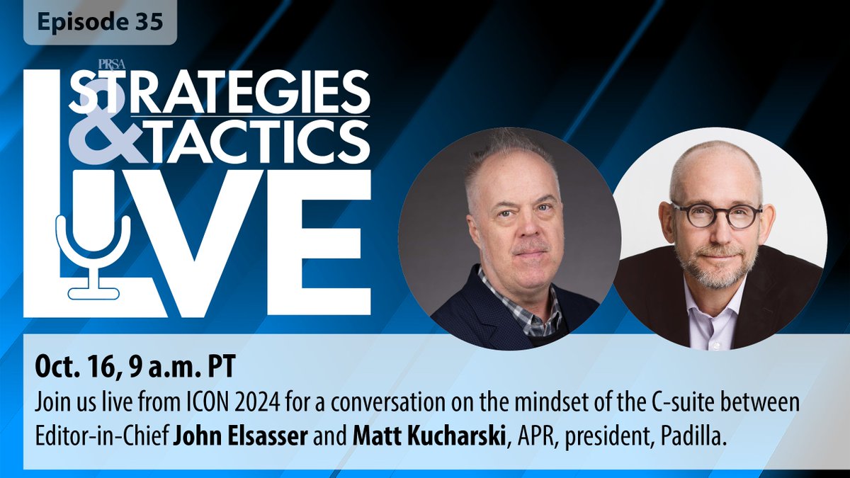 Join us LIVE on LinkedIn from #PRSAICON for an insightful conversation with <a href="/Padilla_Comm/">Padilla</a> President Matt Kucharski, APR, on the mindset of the C-suite. Hear key takeaways on leadership strategies and emerging trends. Tune in: Oct. 16 at 9 a.m. PT: bit.ly/3U04mJj