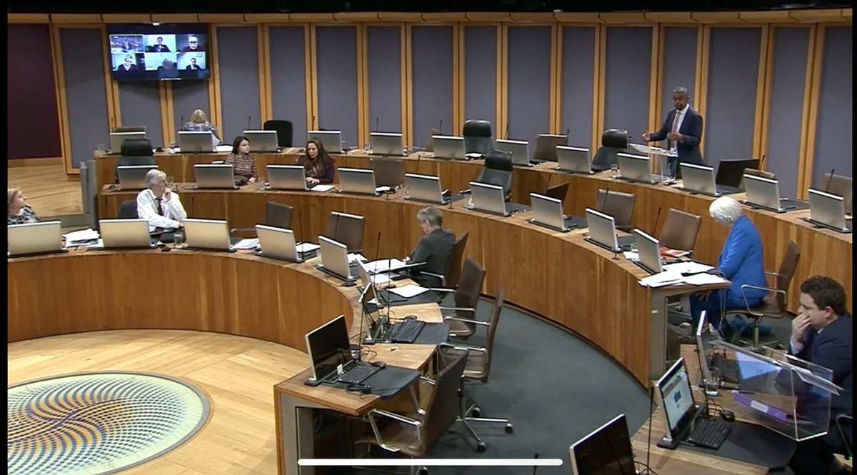 The Labour benches during today’s Plaid Cymru debate on education funding in Wales.