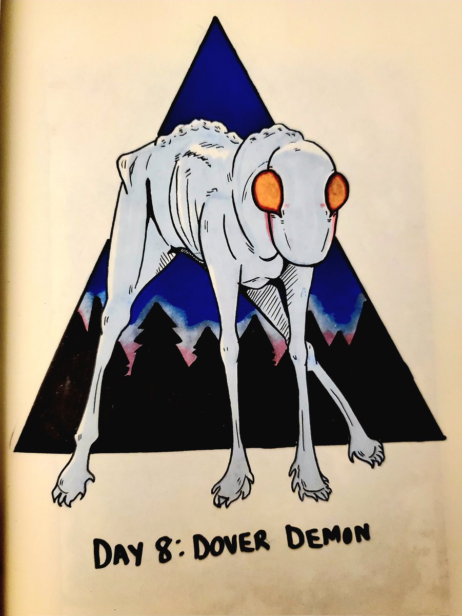 coldpups's tweet image. Day 8, the Dover Demon!! Based on speculation it might be a foal or calf, I made it very foal like so I could give it the weird follicle things newborn foals have with their hooves (wouldn't recommend looking it up if you're squeamish)