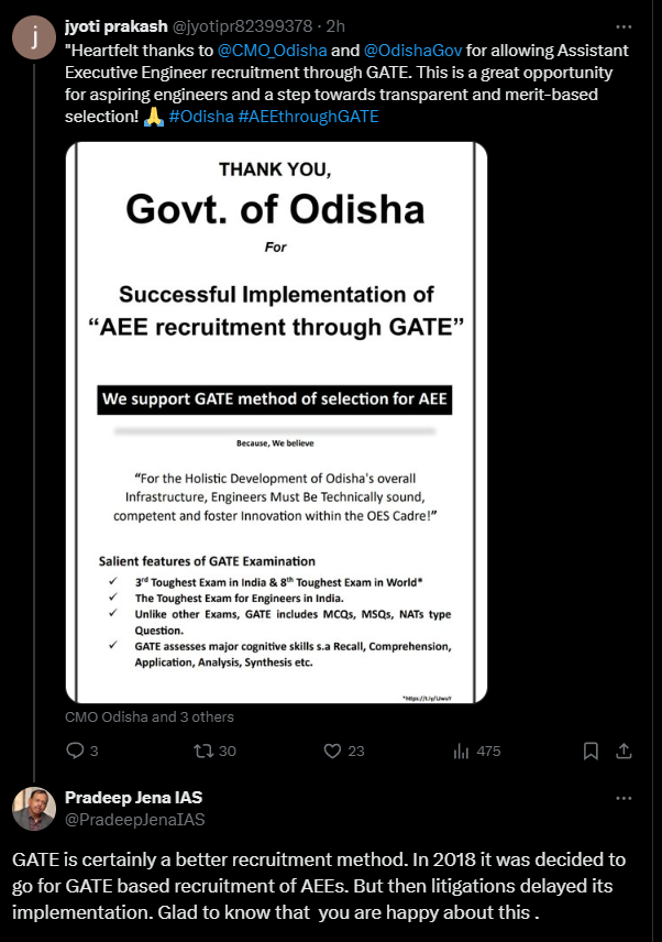 GESWA_ODISHA's tweet photo. If this is the best method, then why is the Central Government recruiting AEE positions through the UPSC's own examination? I hope you were the Chief Secretary who misled the Chief Minister by providing false information that the OPSC had approved the GATE method in 2021. https://t.co/o7OXABnM62