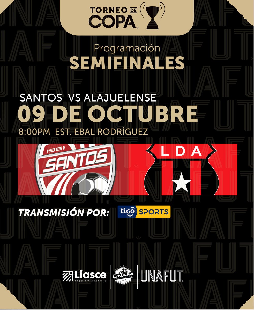 UnafutOficial's tweet photo. 🔥🚨 Asociación Deportiva Santos se enfrentará hoy a Liga Deportiva Alajuelense a las 8PM 🕗 
¿Listo para las semifinales de torneo de copa?📆🏆

#UNAFUT #TorneodeCopa #liase #linafa https://t.co/tajovWR9gf
