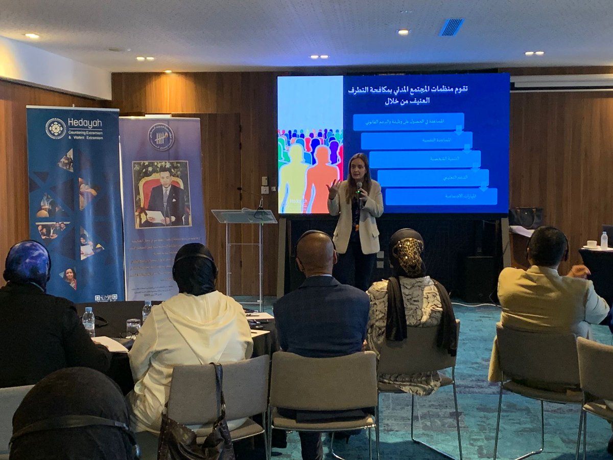 Dr. Abadi was delighted to work with Hedayah on building the capacity of CSOs &amp; Social Workers in Morocco. She facilitated 2 sessions on education/vocational training in reintegration &amp; the impact of social norms on promoting change &amp; addressing community needs on Oct 4th &amp; 9th.