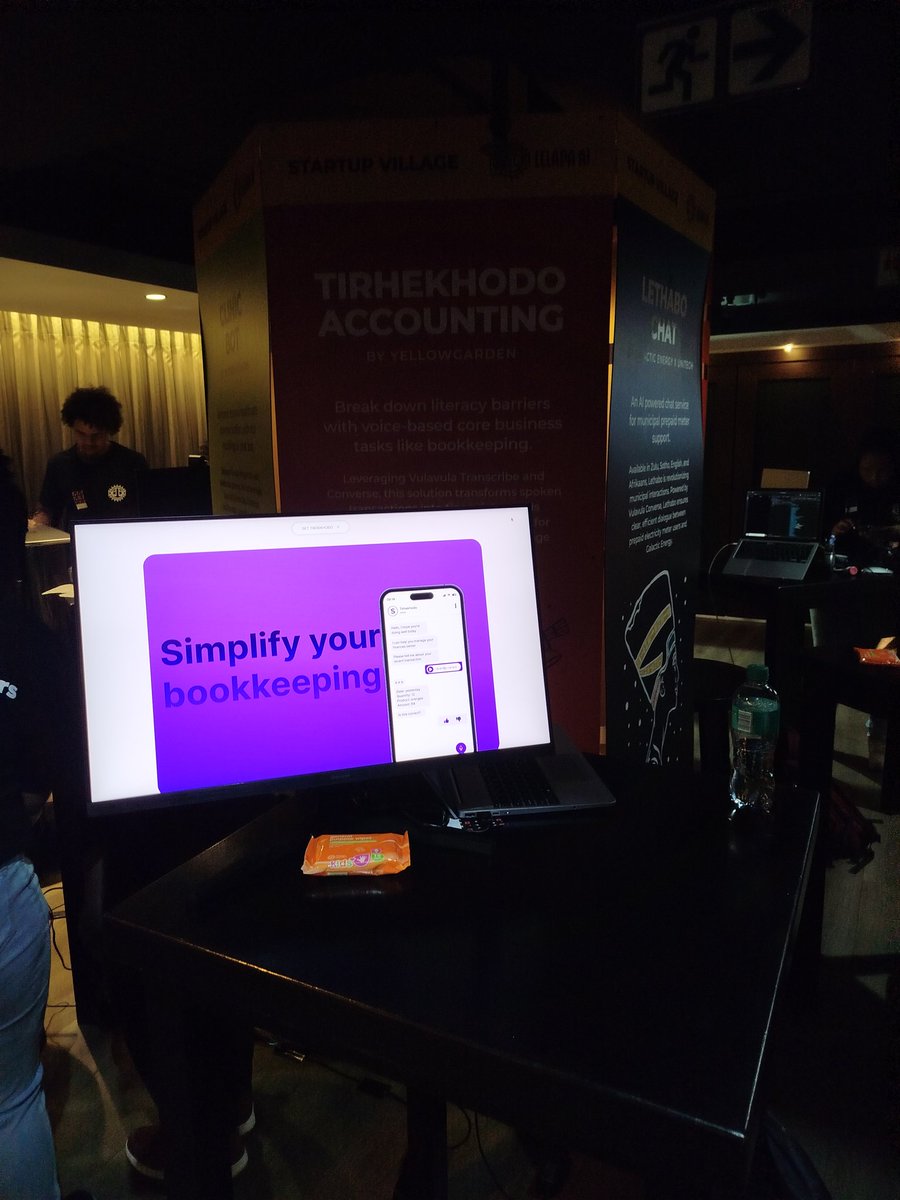 Simplify your bookkeeping processes with the use of Tirhekhodo a mobile app that uses voice activated technology in African languages 

<a href="/LelapaAI/">Lelapa AI</a> <a href="/yello_garden/">Yello Garden</a> 
#LelapaAI #AI #DemoDay #StartUps #Innovation