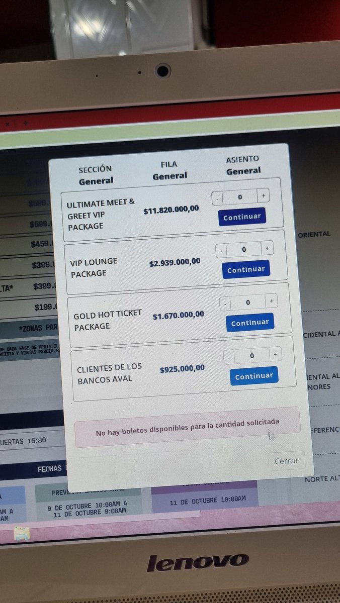 dsteven9425's tweet photo. Dos horas esperando la compra y se va a seleccionar y dice que no hay disponibles @eticketCOL ¿quien regula esto? #Shakira https://t.co/zISymV2EyW