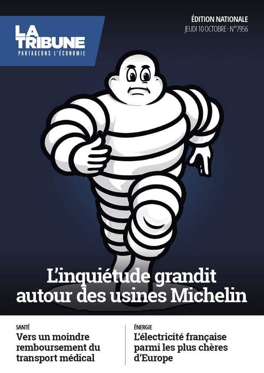 🚨 À la une de <a href="/LaTribune/">La Tribune</a> du 10 octobre :

🚘 #Automobile : l'inquiétude grandit autour des usines Michelin

🚑 #Santé : vers un moindre remboursement du transport médical

⚡️ #Énergie : l'#électricité française parmi les plus chères d'#Europe

➡️ À retrouver sur notre kiosque :