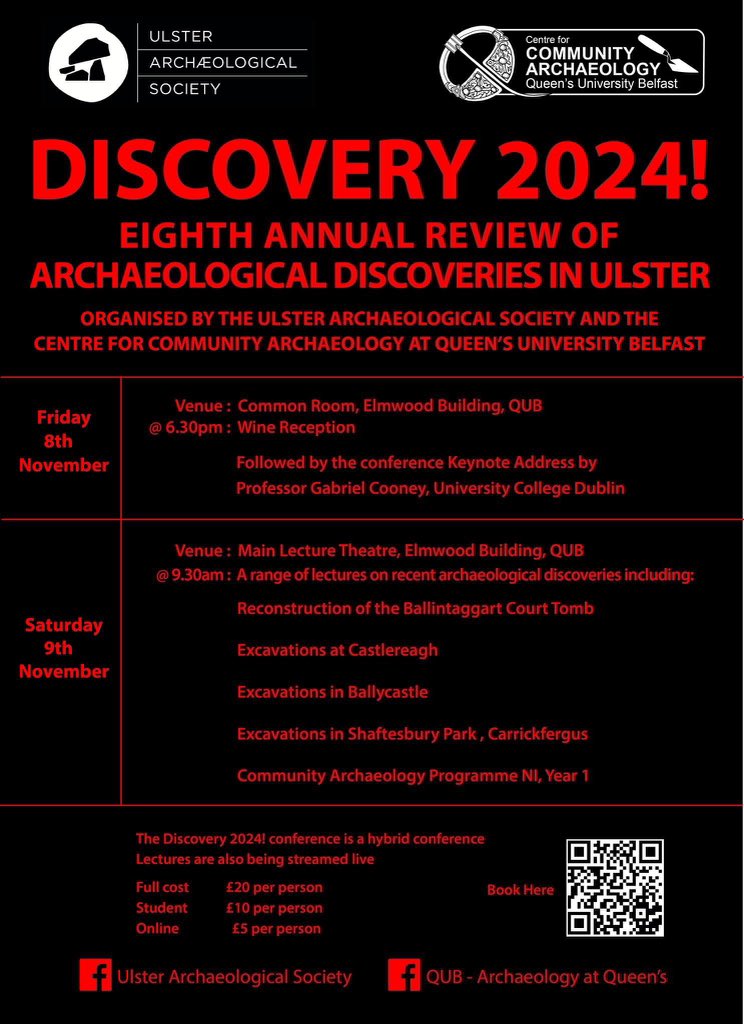 Book your tickets now for the CCA’s &amp; UAS’s 8th Annual Discovery! Conference on 8th &amp; 9th November. Purchase tickets &amp; view the programme at qub.ac.uk/sites/uas/Conf…. 
<a href="/arcpalqub/">ArcPalQUB</a>