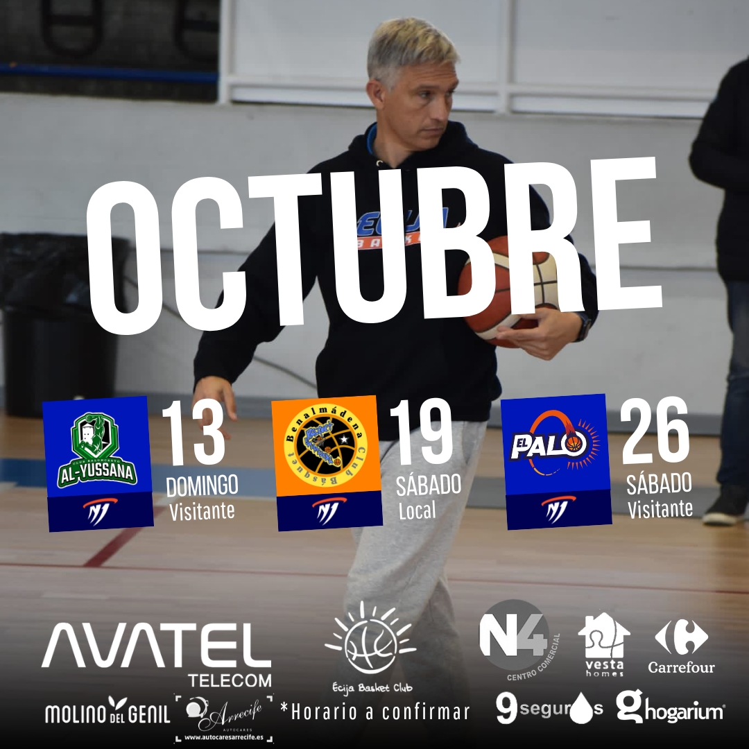EcijaBasketClub's tweet photo. 🟠🔵 ¡Octubre viene cargado de emociones para el Écija Basket! 🏀

📅 Próximos partidos:
13/10 | Visitante vs CB Al-Yussana
19/10 | Local vs CB Benalmadena
26/10 | Visitante vs CB El Palo - Basket 4Life

#VamosÉcija #ÉcijaBasket #OctubreDeBasket #Baloncesto #LigaN1 https://t.co/tfkqTd3Ua0