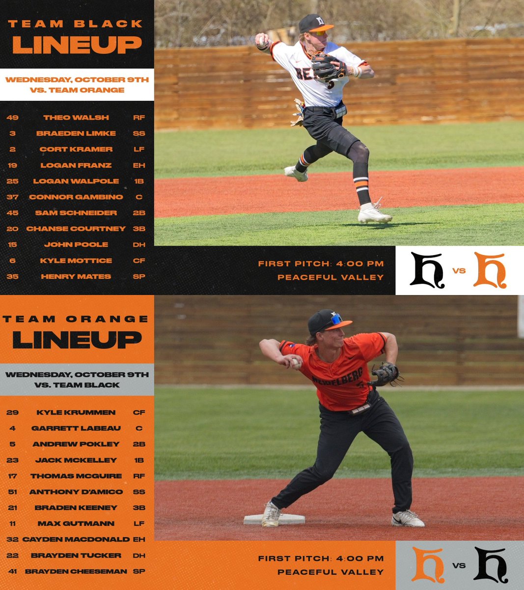 Heidelberg Baseball (@bergbaseball) on Twitter photo Lineups are in...Two sophomores will face off on the bump down in Peaceful Valley in Game 1 of the <a href="/BergBaseball/">Heidelberg Baseball</a> Battle for the 🏆! Crisp fall weather for first pitch at 4 PM! Lineups are in...Two sophomores will face off on the bump down in Peaceful Valley in Game 1 of the <a href="/BergBaseball/">Heidelberg Baseball</a> Battle for the 🏆! Crisp fall weather for first pitch at 4 PM!