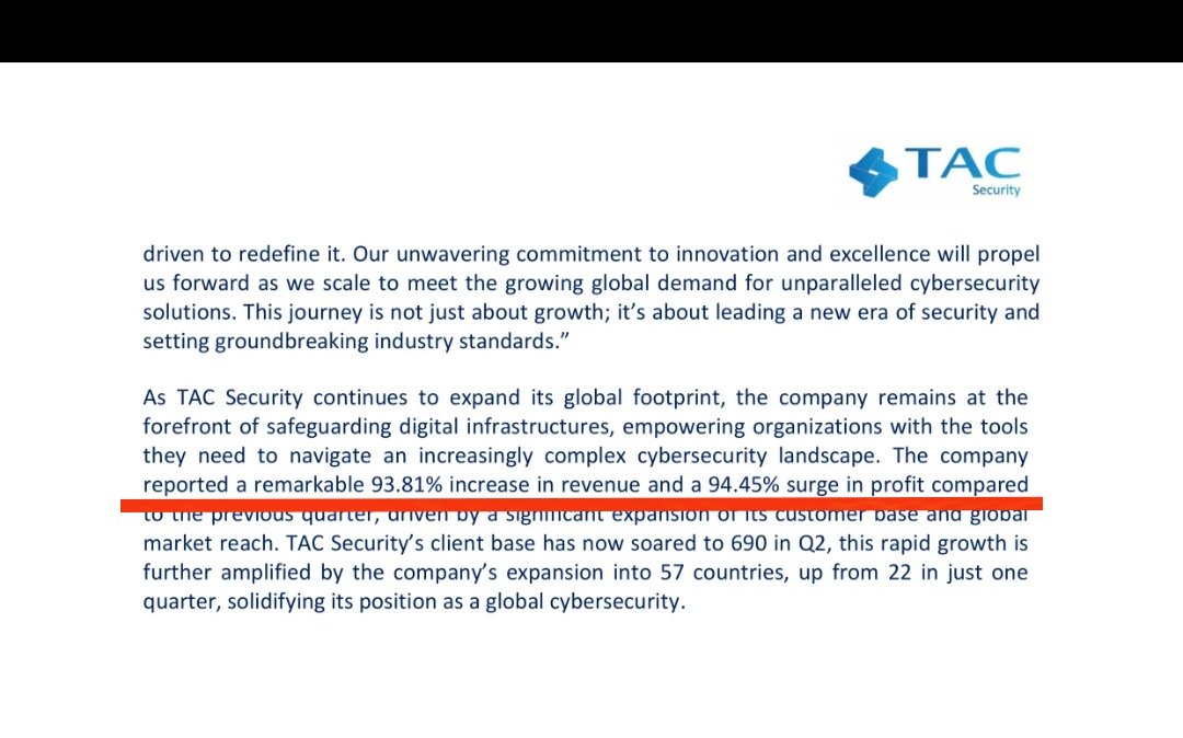 GEMSQUEST's tweet image. Tac Infosec #TACSECURITY 
Another 200 clients added in September alone
Revenue⬆️93.81% QoQ &amp;amp; Profits ⬆️94.45% QoQ
Remarkable growth almost doubling QoQ
The show has just begun for this gem💎💎💎
#investments #StockMarket #stocktowatch #sme #microcaps #technology #cybersecurity