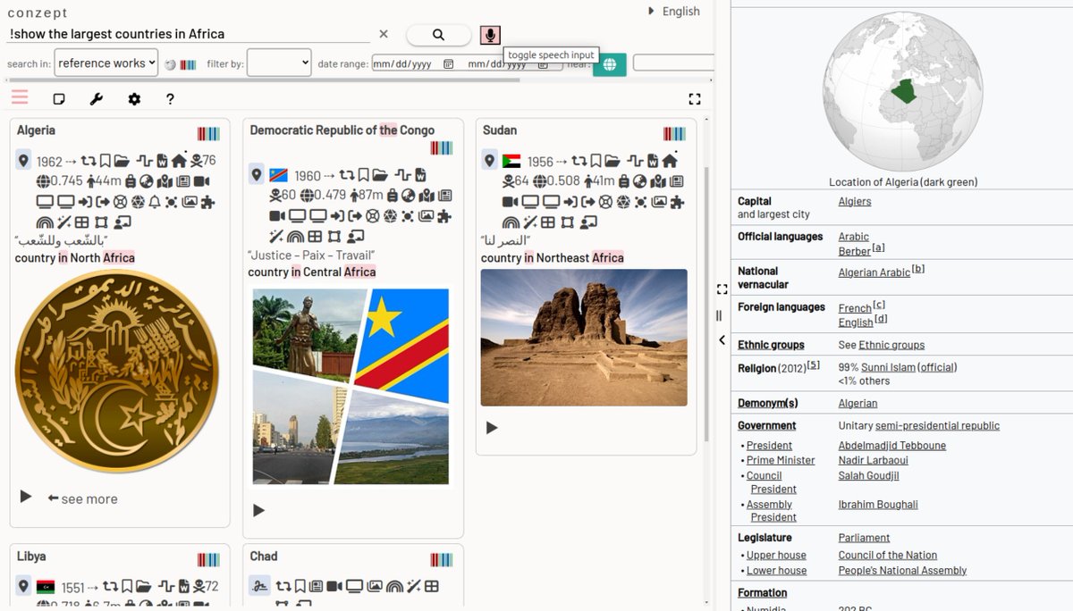conzept__'s tweet image. Added support for speech-based search input.
With search-command support:
- Any input with the first word "show", will trigger an AI search.
- Any input with the first word "chat", will trigger an AI chat view.
See also: caniuse.com/speech-recogni…