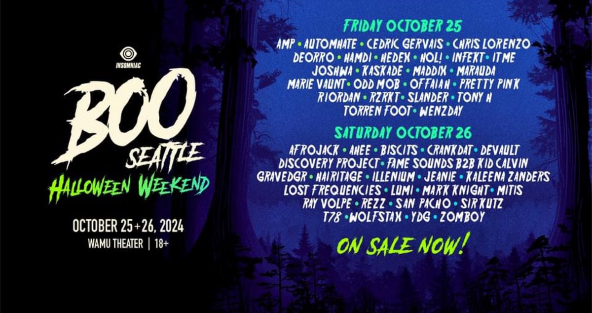 EDM_Obviously's tweet image. Unfortunately we are unable to go to BOO! Seattle this year. We have 2 GA passes for sale. 450 OBO for both the tickets. PayPal goods and services or cash. Local pickup in Yakima.
